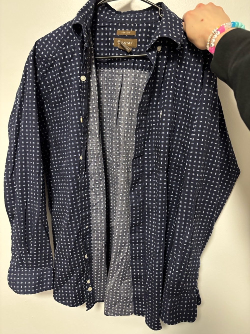 Ariat Navy Blue Patterned Dress Shirt
